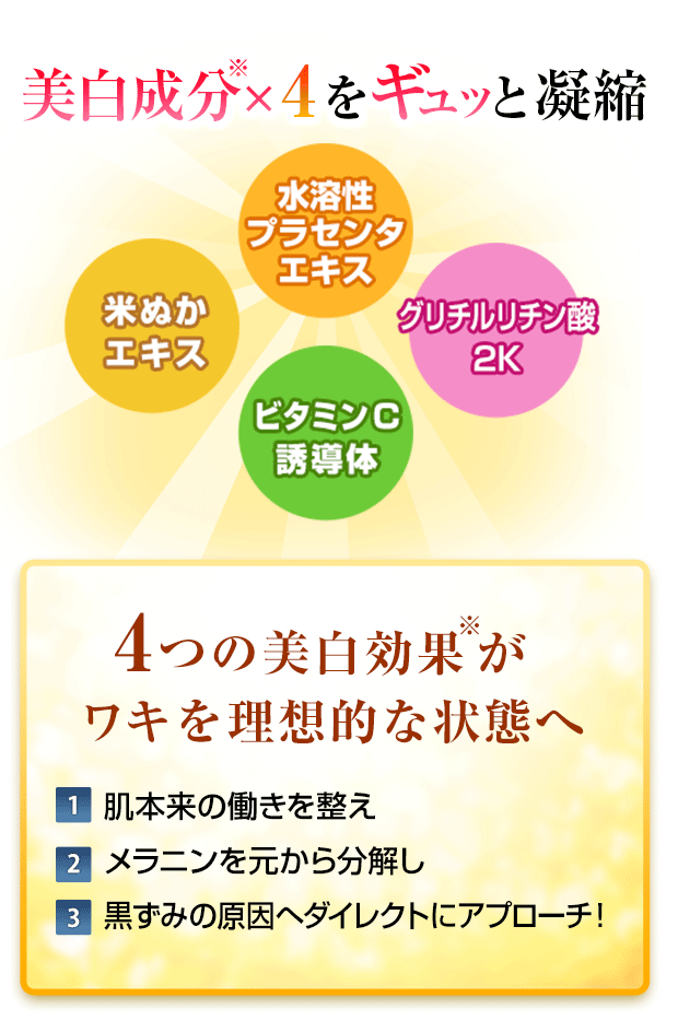 4つの美白効果が脇を理想的な状態へ